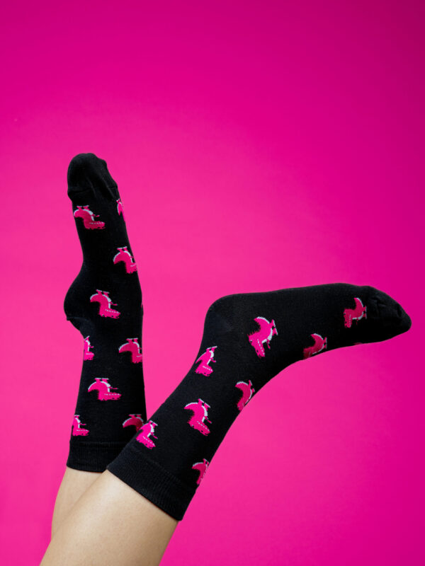 Kerstsokken roze met zwart